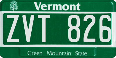VT license plate ZVT826