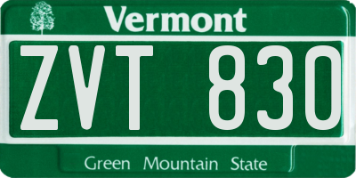 VT license plate ZVT830