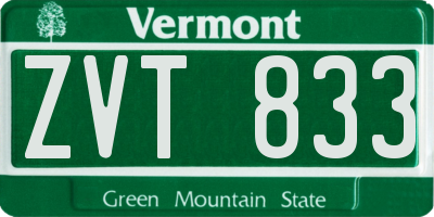 VT license plate ZVT833