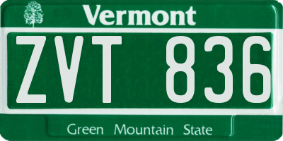 VT license plate ZVT836