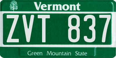 VT license plate ZVT837