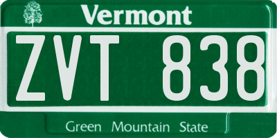 VT license plate ZVT838