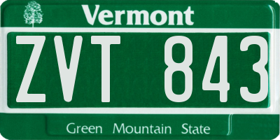 VT license plate ZVT843