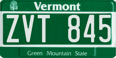 VT license plate ZVT845