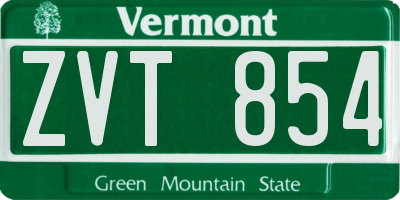 VT license plate ZVT854