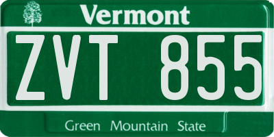 VT license plate ZVT855