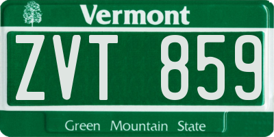 VT license plate ZVT859
