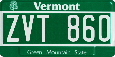 VT license plate ZVT860