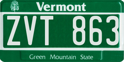 VT license plate ZVT863