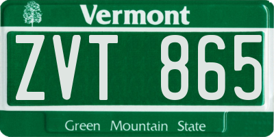 VT license plate ZVT865