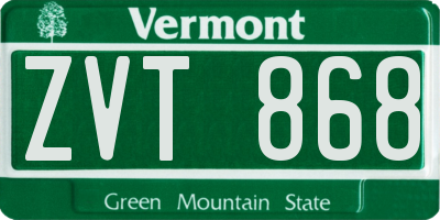 VT license plate ZVT868