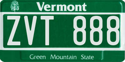 VT license plate ZVT888