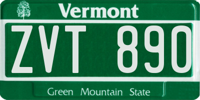 VT license plate ZVT890