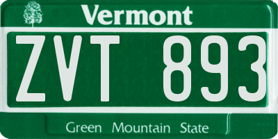 VT license plate ZVT893