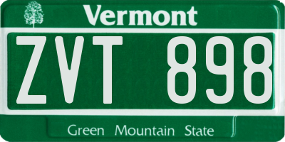 VT license plate ZVT898