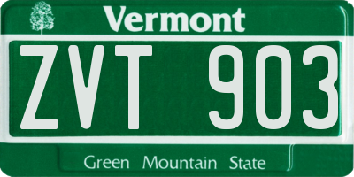 VT license plate ZVT903