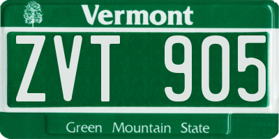 VT license plate ZVT905