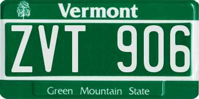 VT license plate ZVT906