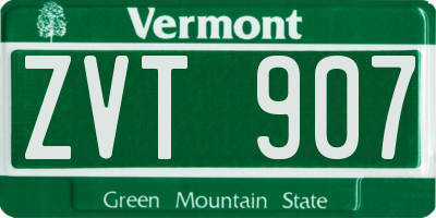 VT license plate ZVT907