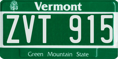 VT license plate ZVT915