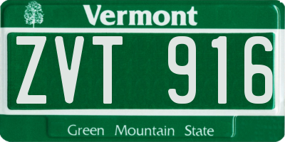 VT license plate ZVT916
