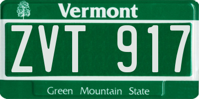 VT license plate ZVT917
