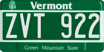 VT license plate ZVT922