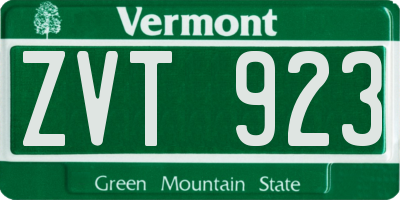 VT license plate ZVT923