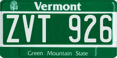 VT license plate ZVT926