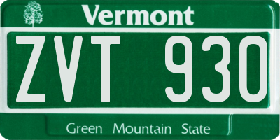 VT license plate ZVT930