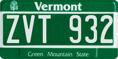 VT license plate ZVT932