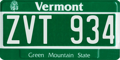 VT license plate ZVT934