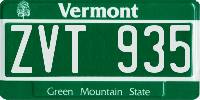 VT license plate ZVT935