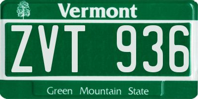 VT license plate ZVT936