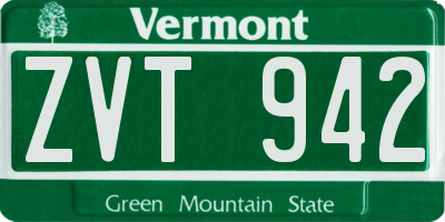 VT license plate ZVT942