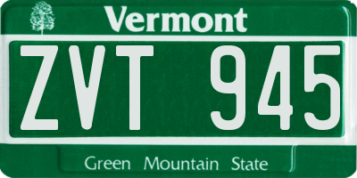 VT license plate ZVT945