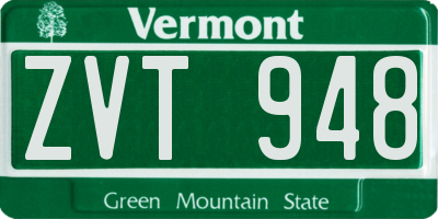 VT license plate ZVT948