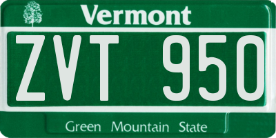 VT license plate ZVT950