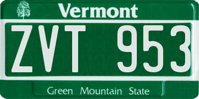 VT license plate ZVT953