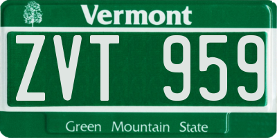 VT license plate ZVT959