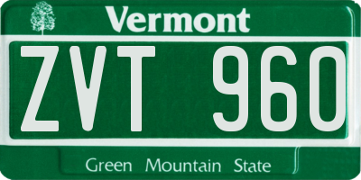 VT license plate ZVT960