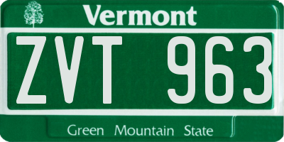 VT license plate ZVT963