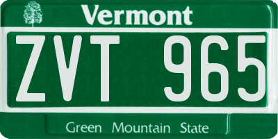 VT license plate ZVT965