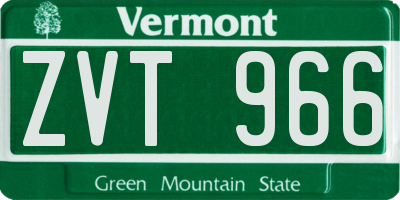 VT license plate ZVT966
