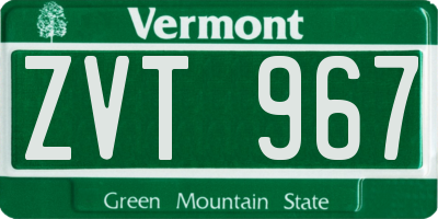VT license plate ZVT967