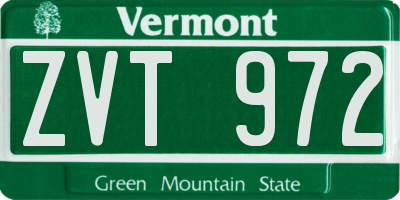 VT license plate ZVT972