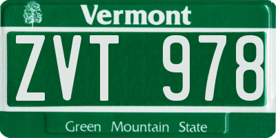 VT license plate ZVT978