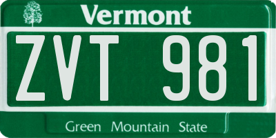 VT license plate ZVT981