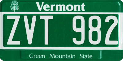 VT license plate ZVT982