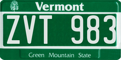 VT license plate ZVT983